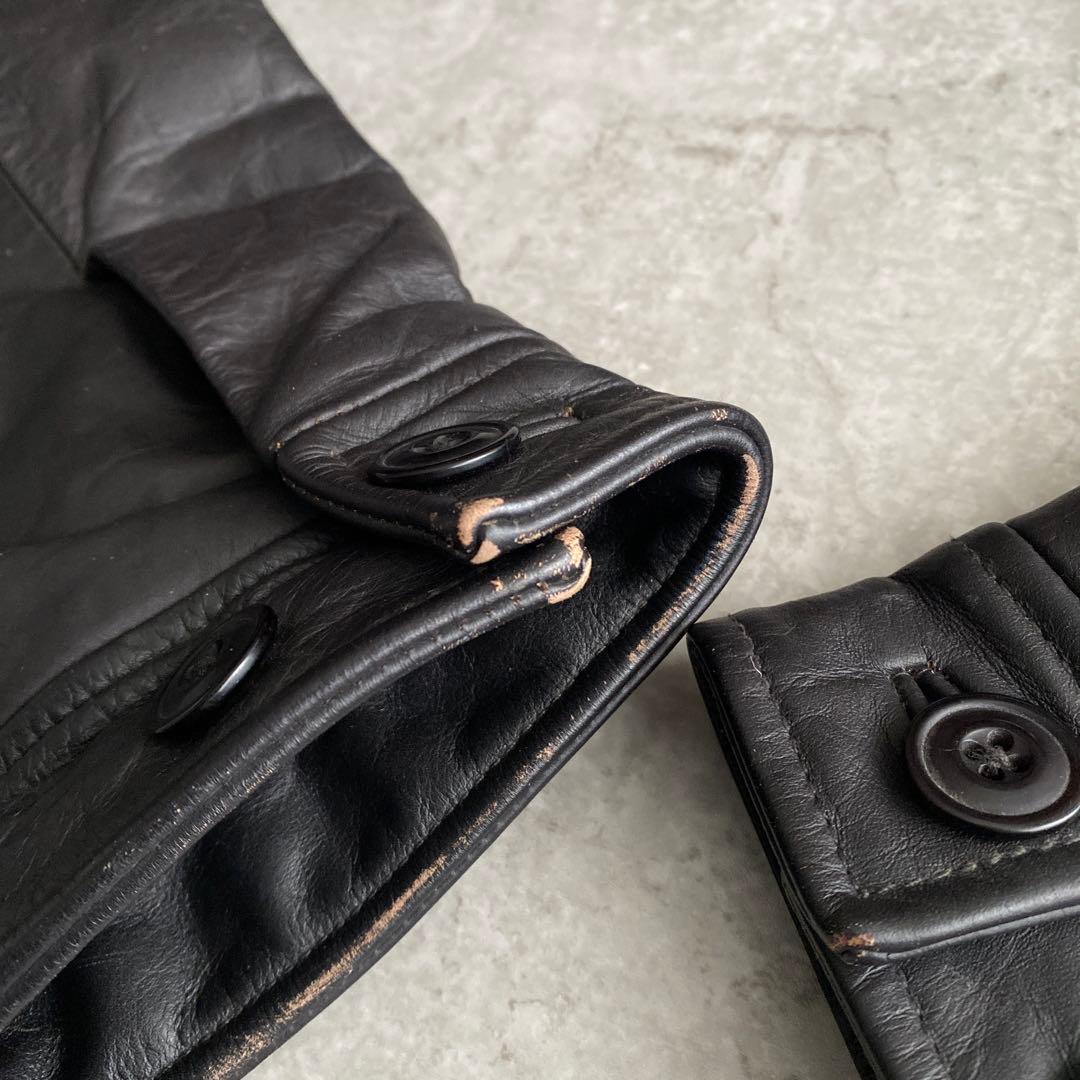 革質 極上 90s 00s GAP 茶芯 レザー ジャケット XL 黒 ブラック