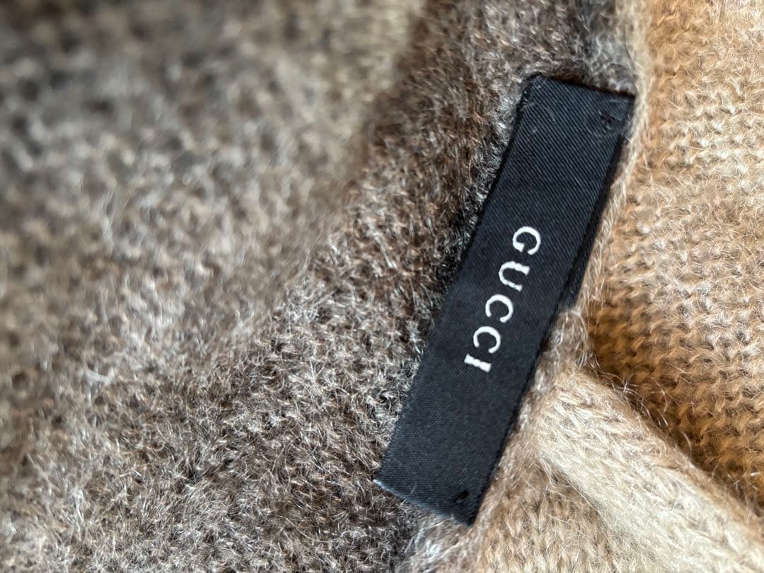 SALE❣️GUCCI フリンジ付きショール グレー/ベージュ