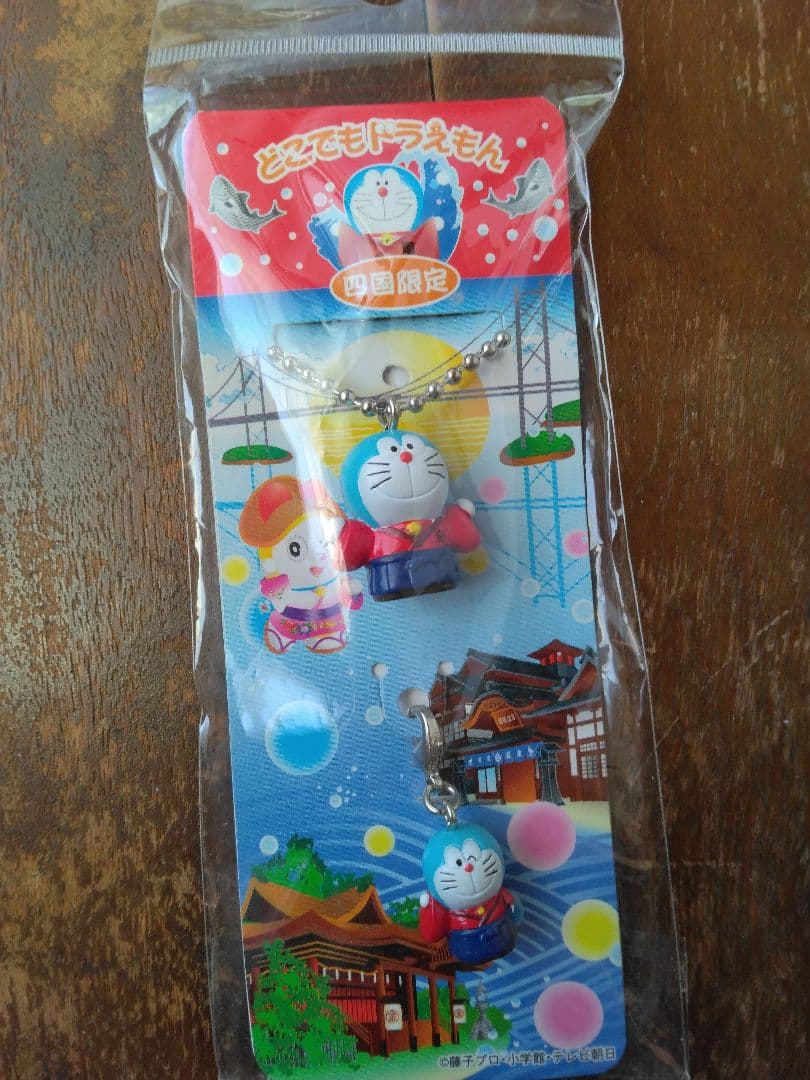 四国限定のドラえもんのストラップとファスナーマスコット。