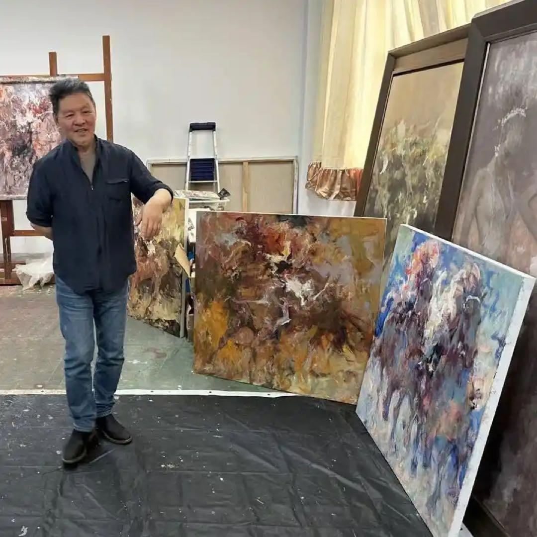 Jiangling Bai 油彩画 F6金色フレーム