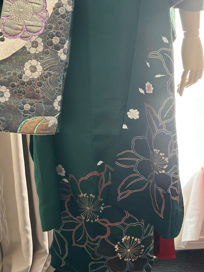 濃いグリーン　振袖フルセット緑