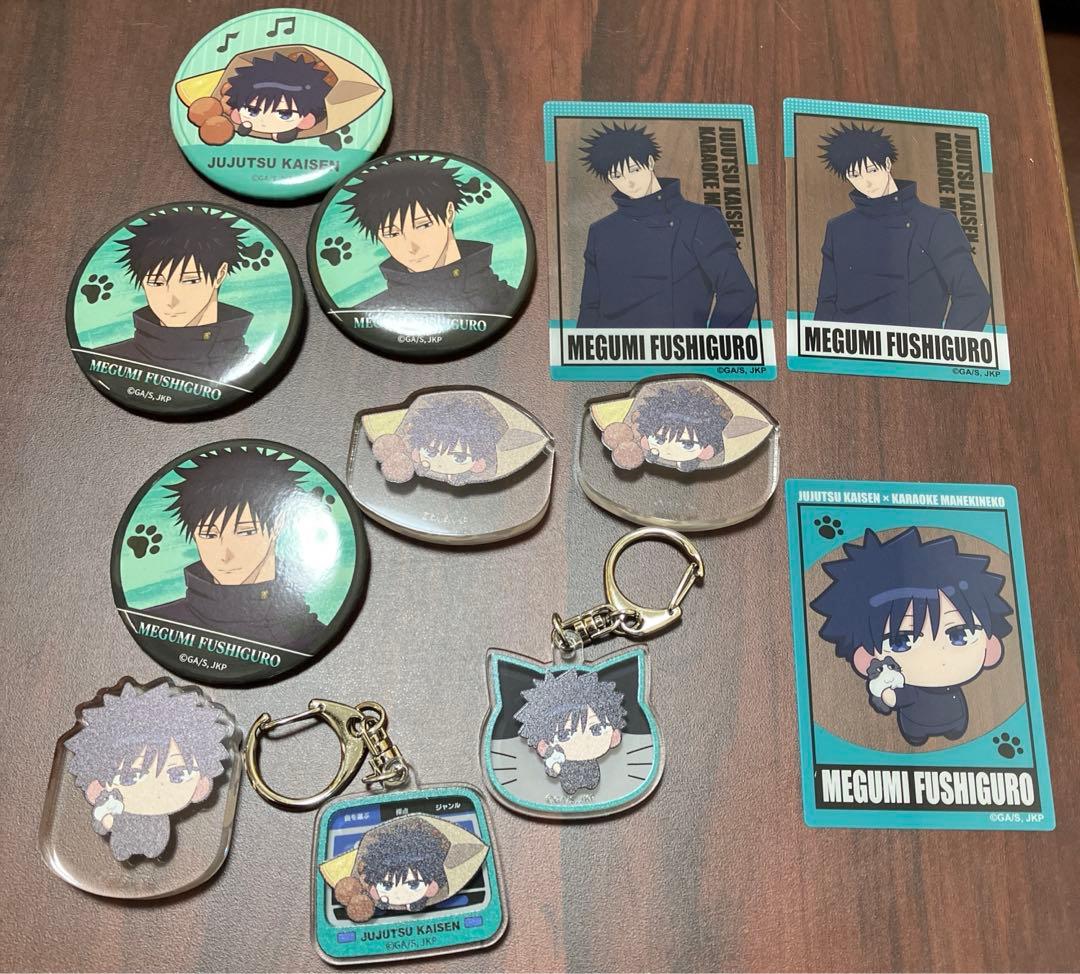 呪術廻戦　伏黒恵　まねきねこ　クリアカード　缶バッジ　アクリルキーホルダー