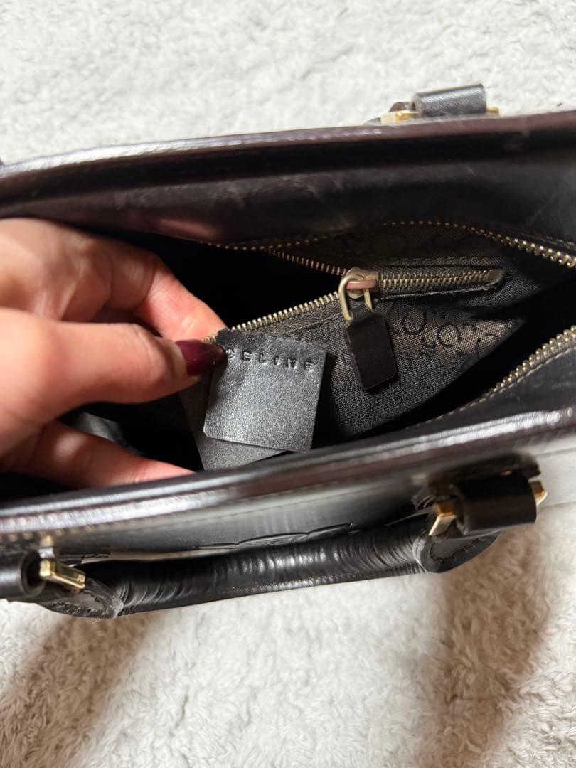 CELINE　セリーヌ　ハンドバッグ　ダークブラウン　カーフ【437】