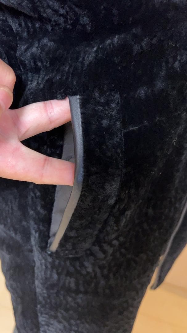 新品限定メンズ用★帽子付★ 極上ラムファーコート黒毛皮リアルファーコート 防寒