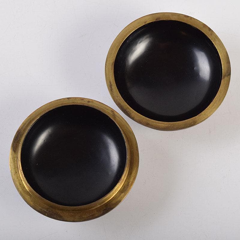 中国　堆朱　堆黒 　内七宝　山水人物文　香合　V　R9265