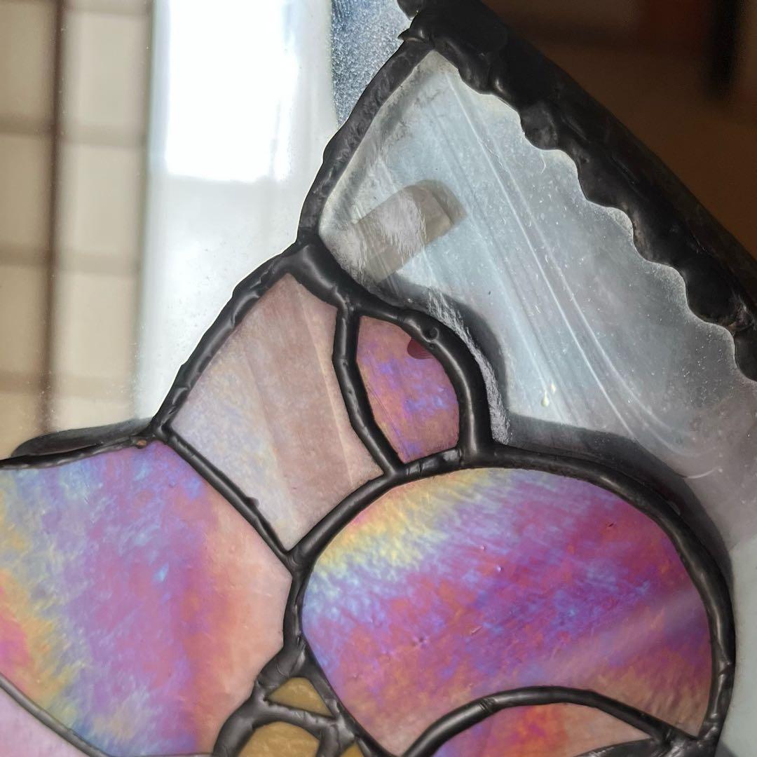 ステンドグラス　鏡　ミラー　百合