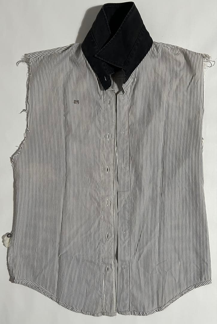 難あり 48 raf simons 2003SS ストライプ ノースリーブシャツ