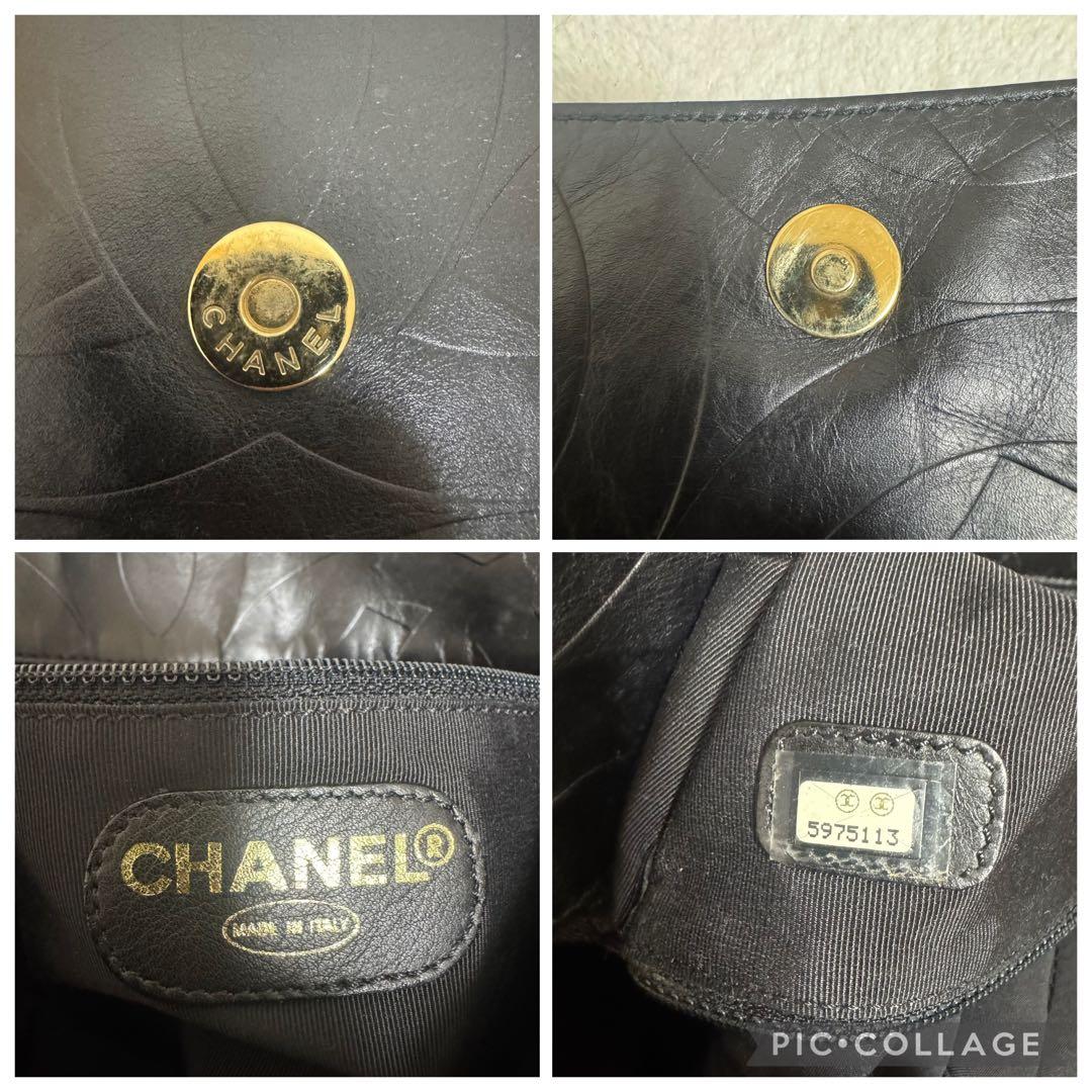 【美品】CHANEL シャネル ショルダーバッグ ココマーク 総柄 レザー 黒