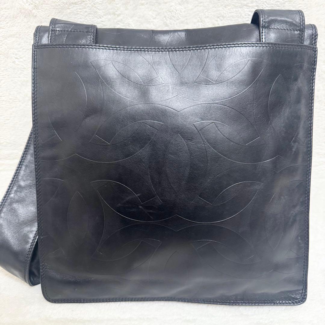 【美品】CHANEL シャネル ショルダーバッグ ココマーク 総柄 レザー 黒