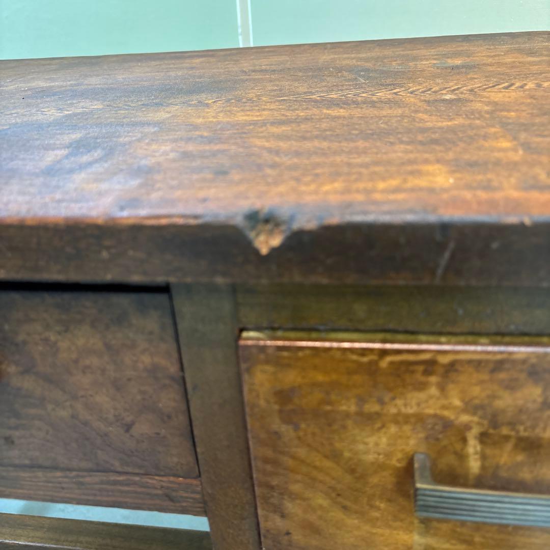 昭和レトロ｜無垢材の片袖机　アンティーク　デスク 木製　机　学習机