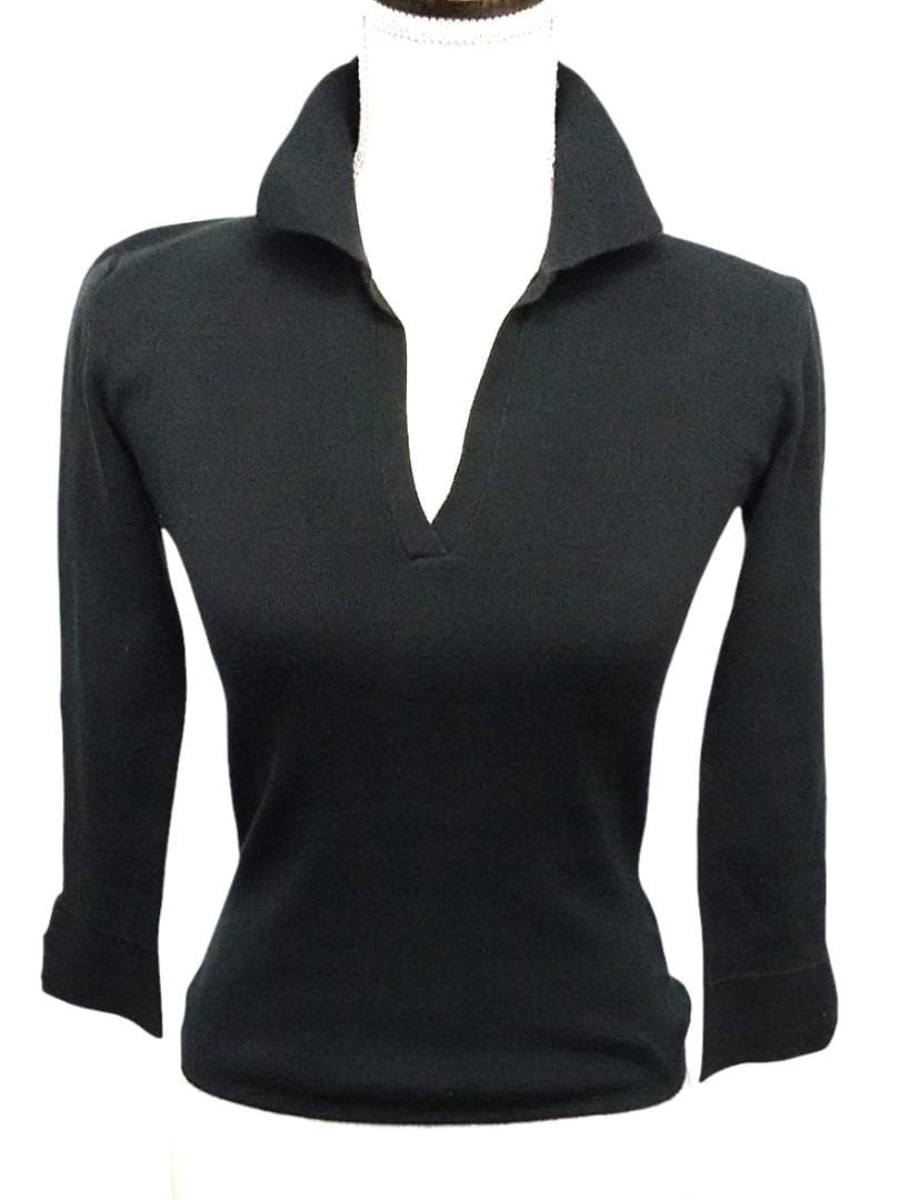 Loro piana　ロロピアーナ　七分袖　襟　トップス　ブラック