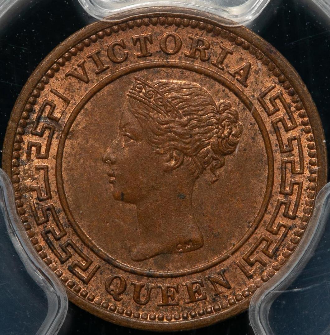 美品　PCGS-MS63BN セイロン 1890 ヴィクトリア 1/4C　銅貨