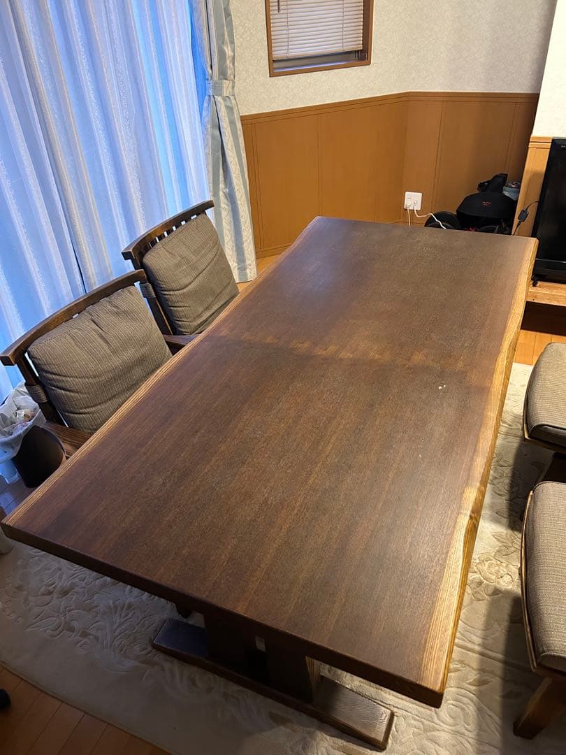 引き取り限定★大塚家具★タモ材★ダイニングテーブル＋椅子5脚セット