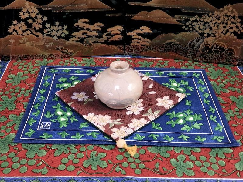 李朝　瀬戸　古伊万里　染付　岩に柳の図　油壷　E414AS-fblx