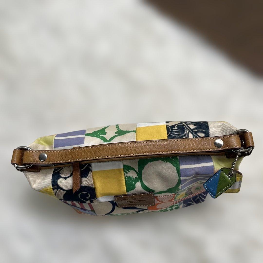 美品 COACH コーチ パッチワーク ミニバッグ バニティポーチ