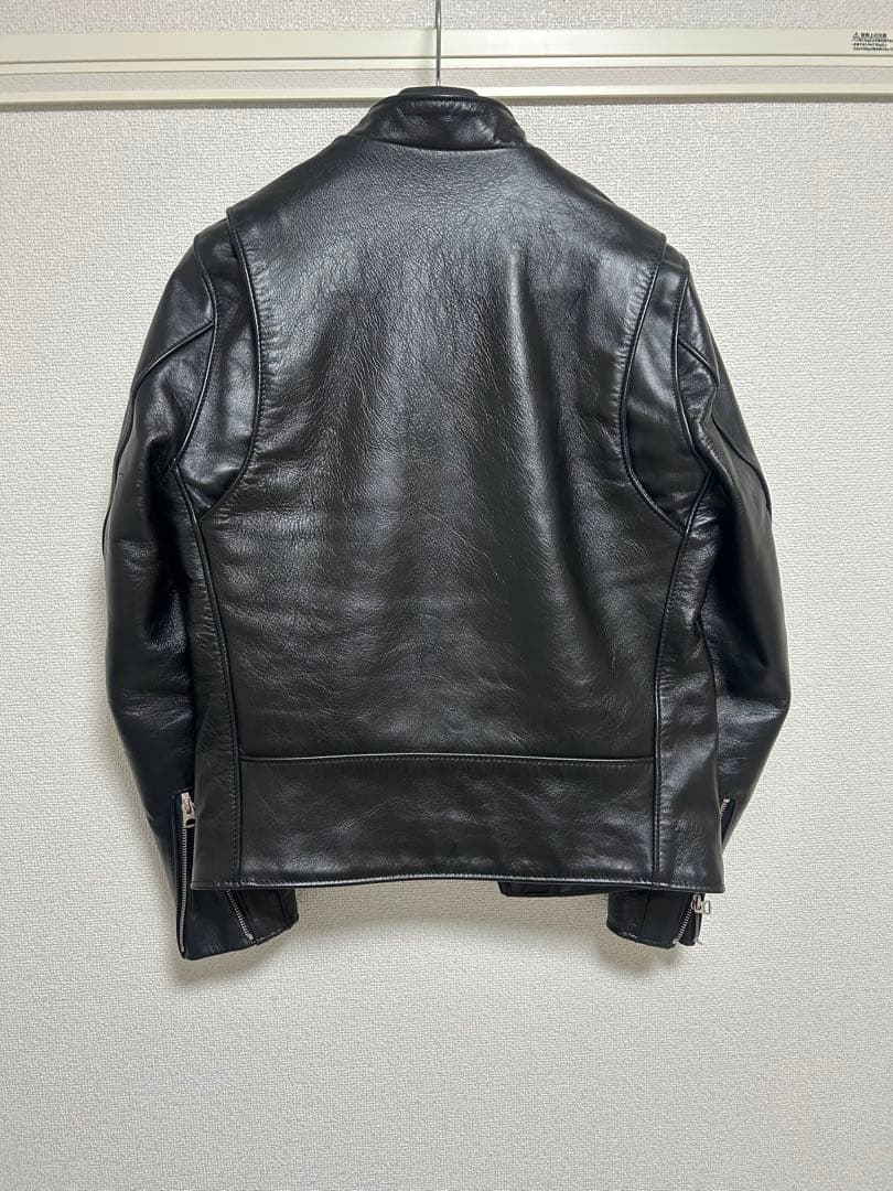 641XXH ブラックレザーシングルライダースジャケット