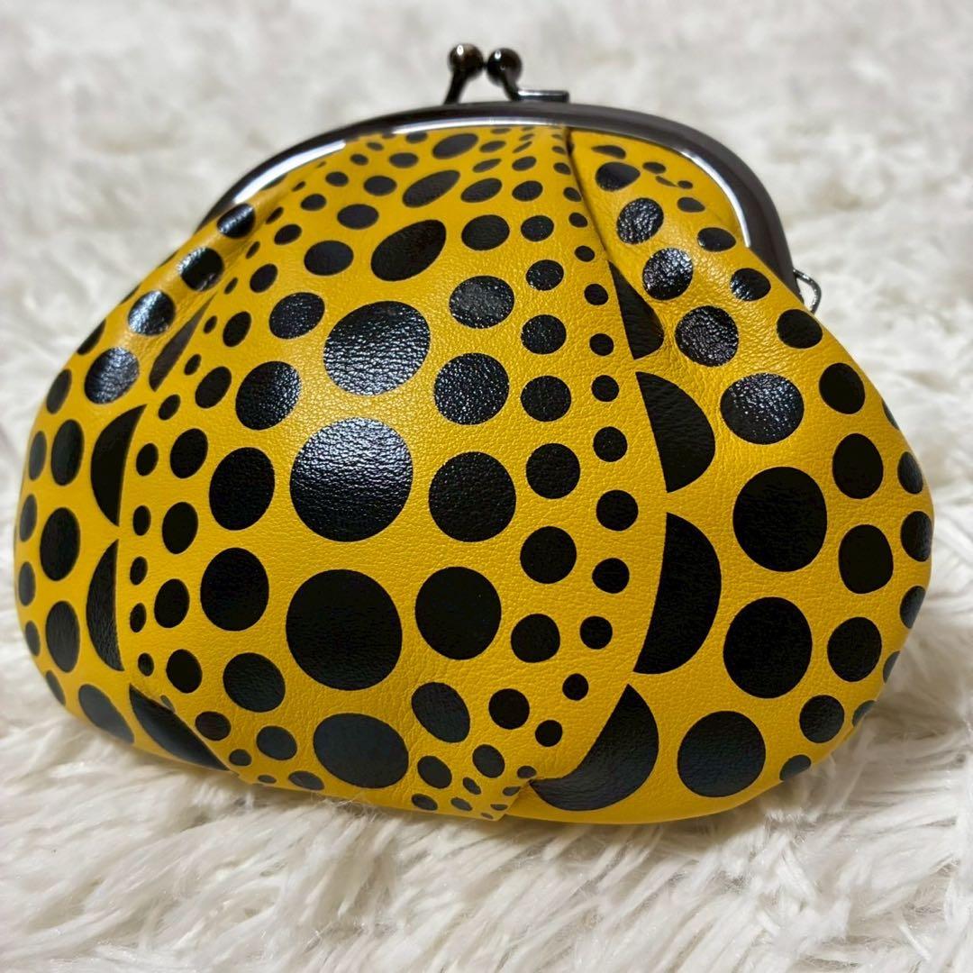 未使用級　草間彌生　がま口　財布　ドット　水玉　かぼちゃ　イエロー　ブラック