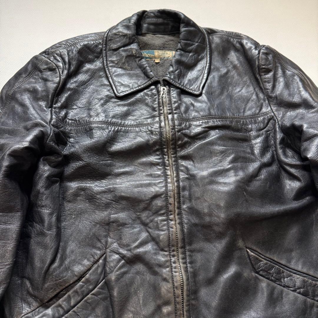 40s 50s モーターサイクルジャケット コの字留めWICOジップ