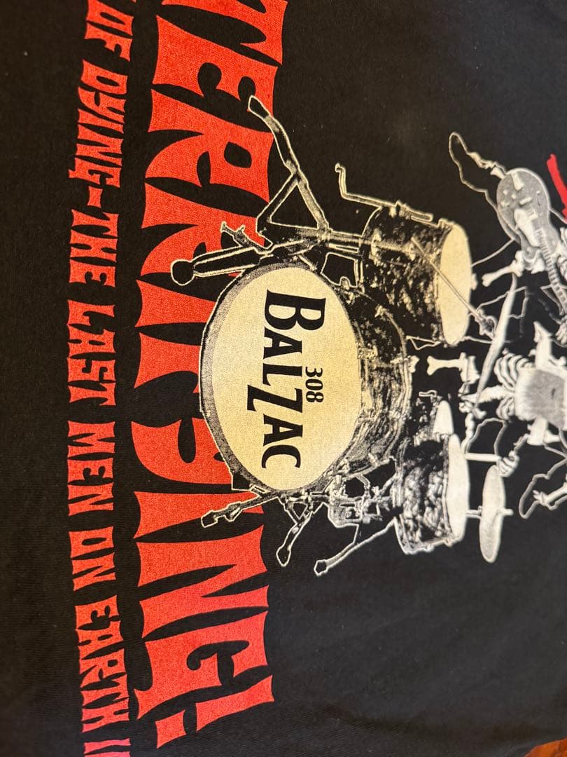 ビンテージBALZAC黒グラフィック、バンT made in USA、L美品