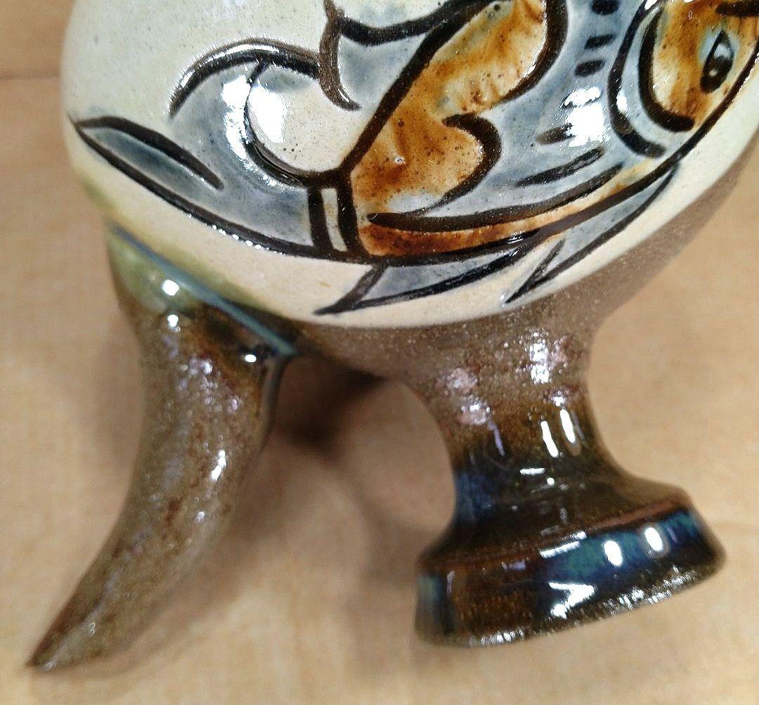 大傑作【本物保証】金城次郎 壷屋焼 カラカラ(魚2匹) 共箱 人間国宝 美品 栞