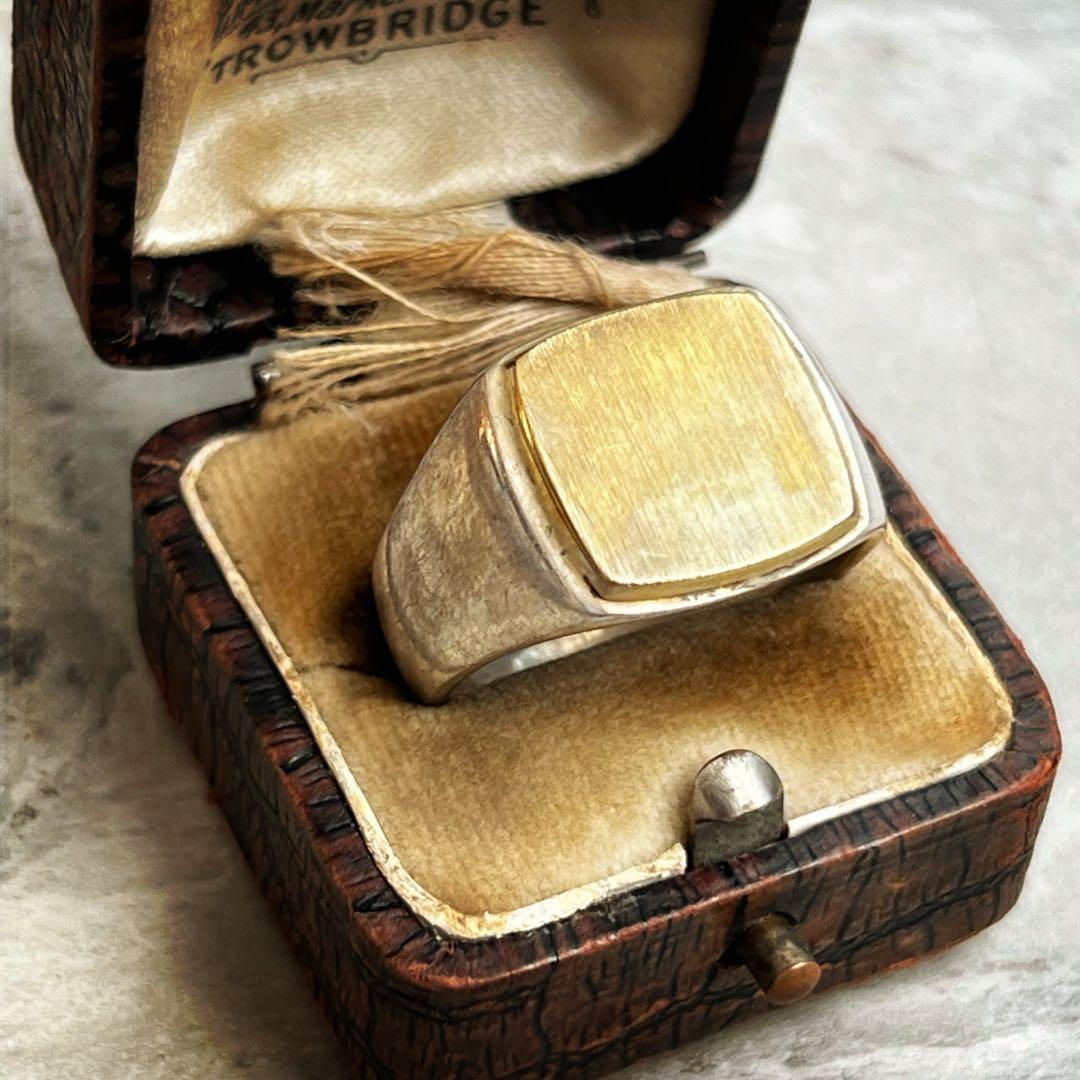 VINTAGE ヴィンテージ シグネット コンビ リング 銀金 指輪 ジュエリー