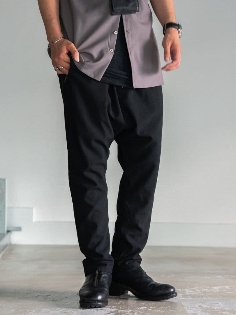 PRY│Drawstring Sarouel Zip Pants【BLACK】