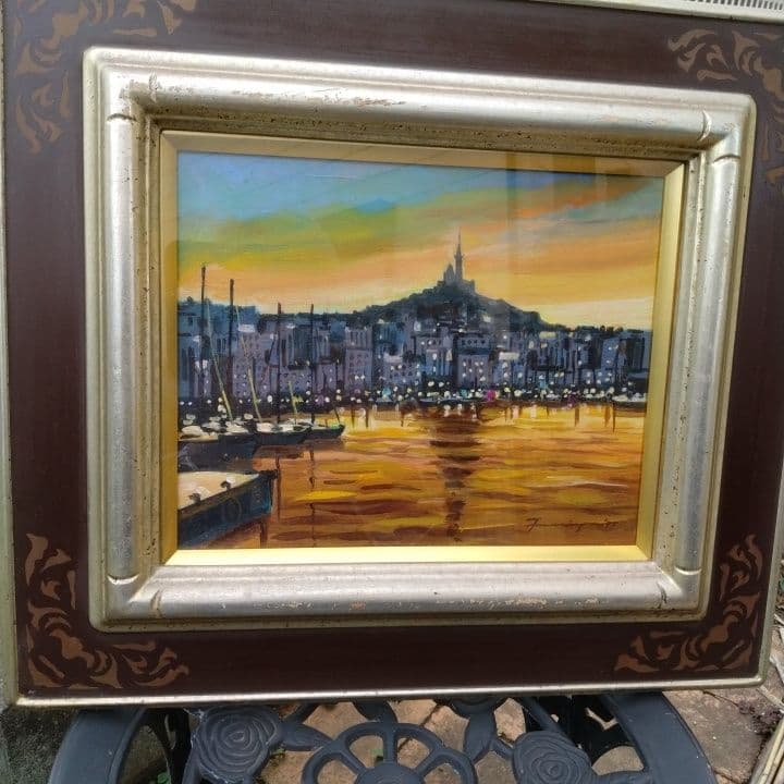 油彩画守矢猛(マルセーユ暮色 )