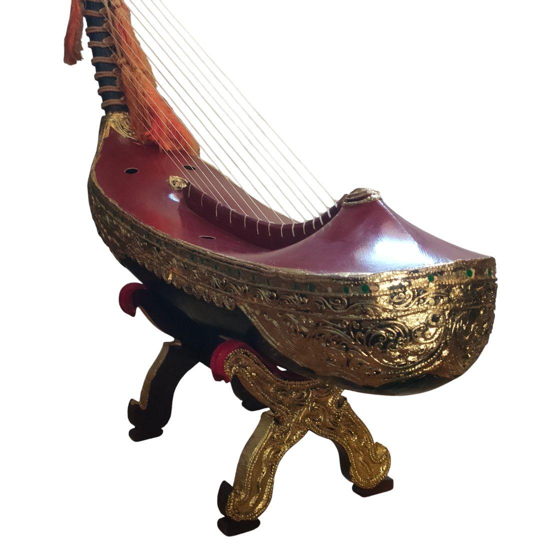 ハープ 竪琴 アジア民族楽器 オブジェ インテリア雑貨 アンティーク弦楽器 伝統