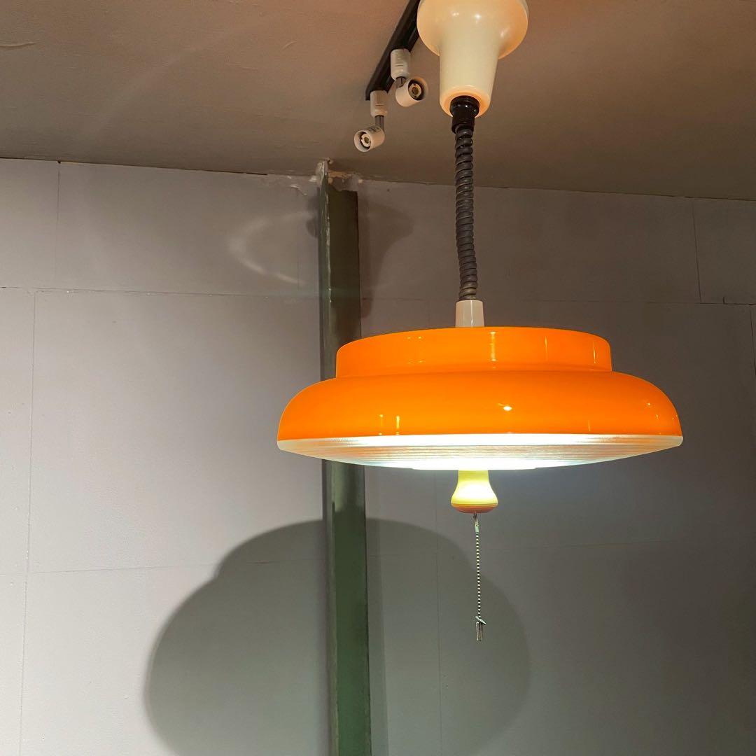 ペンダントライト レトロポップ オレンジ 昭和レトロ 当時物インテリア 天井照明