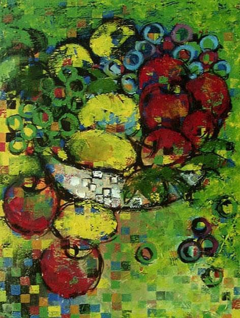 油絵 菅家令子 絵 絵画 インテリア uF6-060103 静物 果物