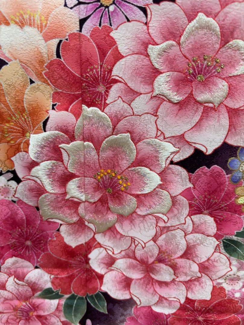 #97【美品】成人式 正絹 袷 金糸＆手書き 振袖のみ