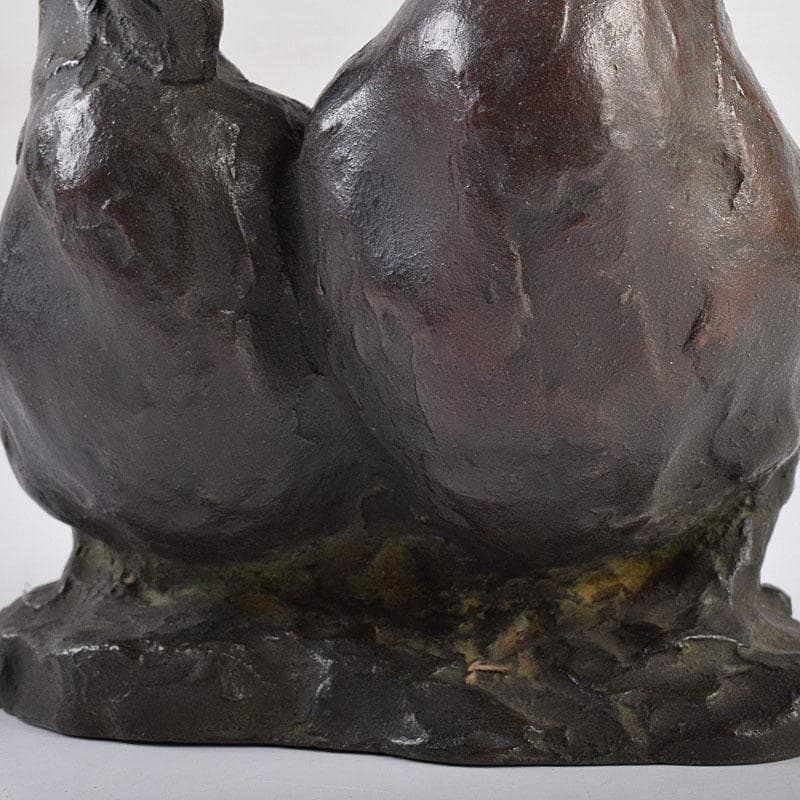 中国　古銅　家鴨　アヒル　置物　在銘　V　R8930