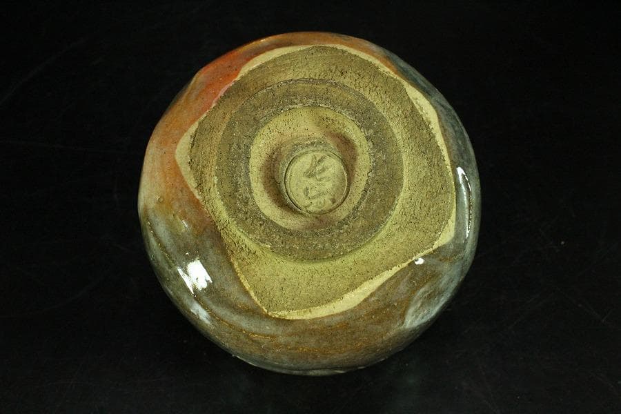 茶道具 小川長楽 作 赤楽 しめ縄 茶碗 在印 保証(K-A410)