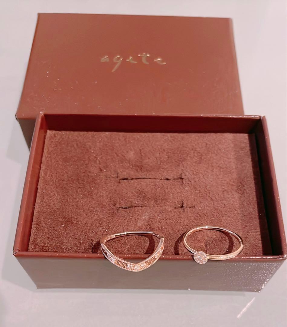 agete ダイヤ　透かしリング　セット　9号