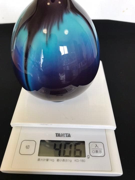 人間国宝 3代目 徳田八十吉 鶴首 花入 T29 共箱 共布 栞付き