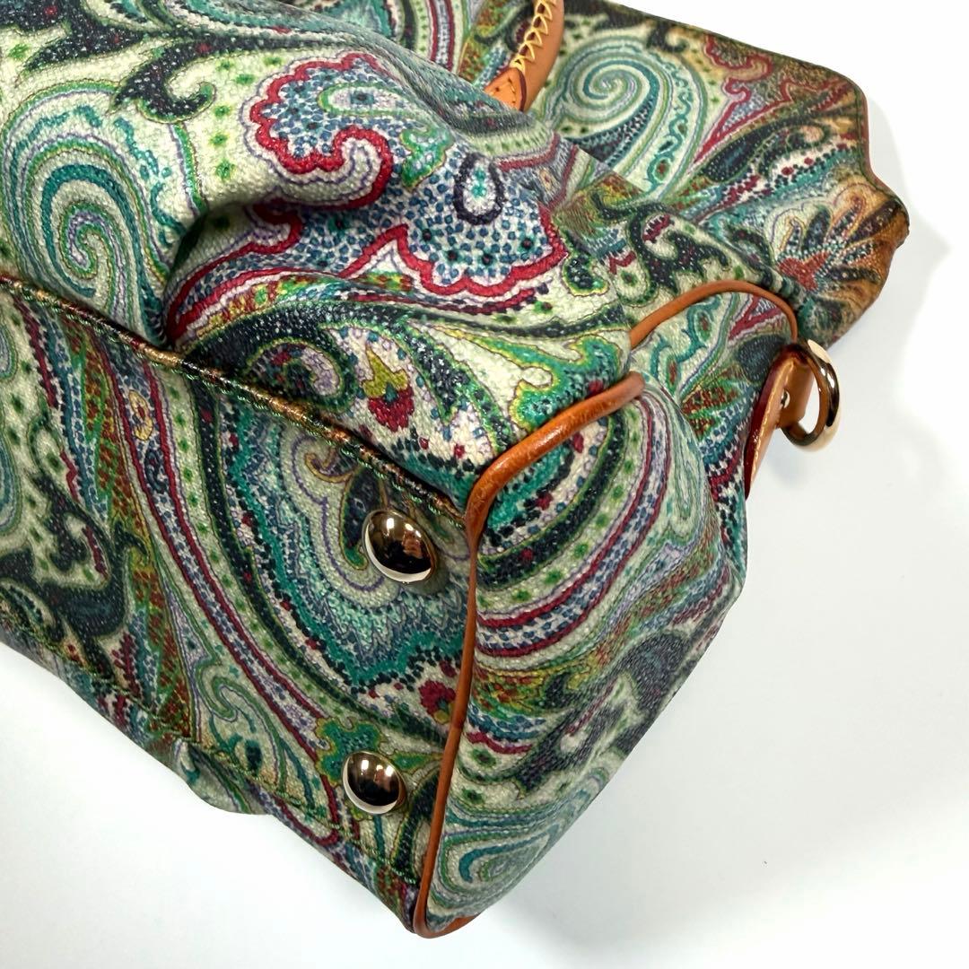 【希少】エトロ　ミニボストンバッグ　ペイズリー　2way PVC レザー