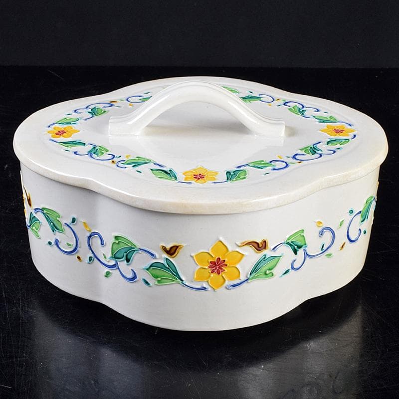 茶道具　翠嵐窯　中村翠嵐作　交趾釉　花文　木瓜喰篭　共箱　V　R9143