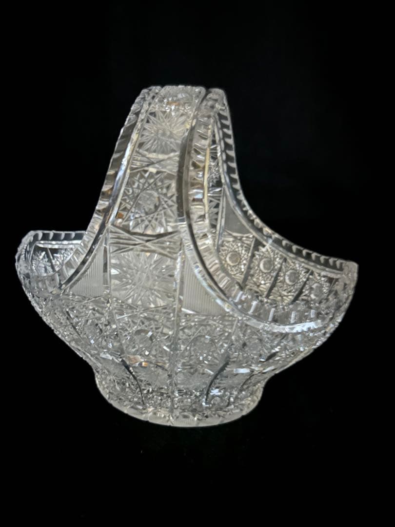 [美品]クリスタルガラス バスケット型装飾品