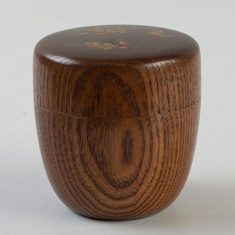 茶道具　山中漆器　中川巴之介作　桑製　梅蒔絵　棗　共箱　V　9321