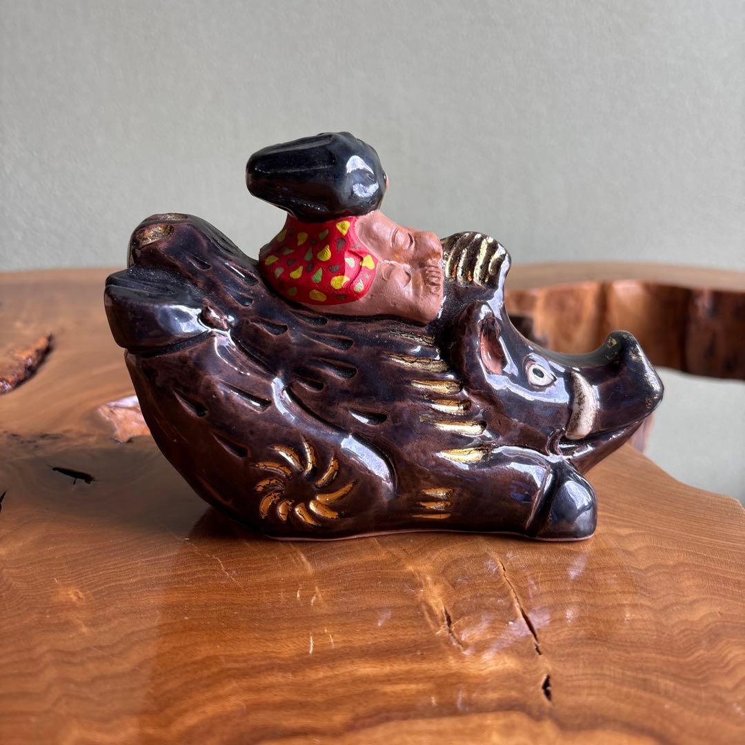 六兵衛窯 干支置物 「童亥遊春」亥年 清水焼 陶芸 たち吉 共箱