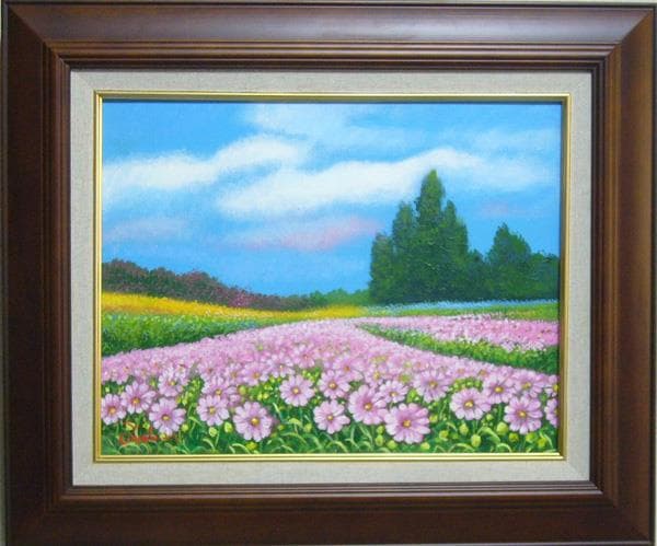 絵画 油絵  竹内敏彦  肉筆油絵 風景画 花園 F6