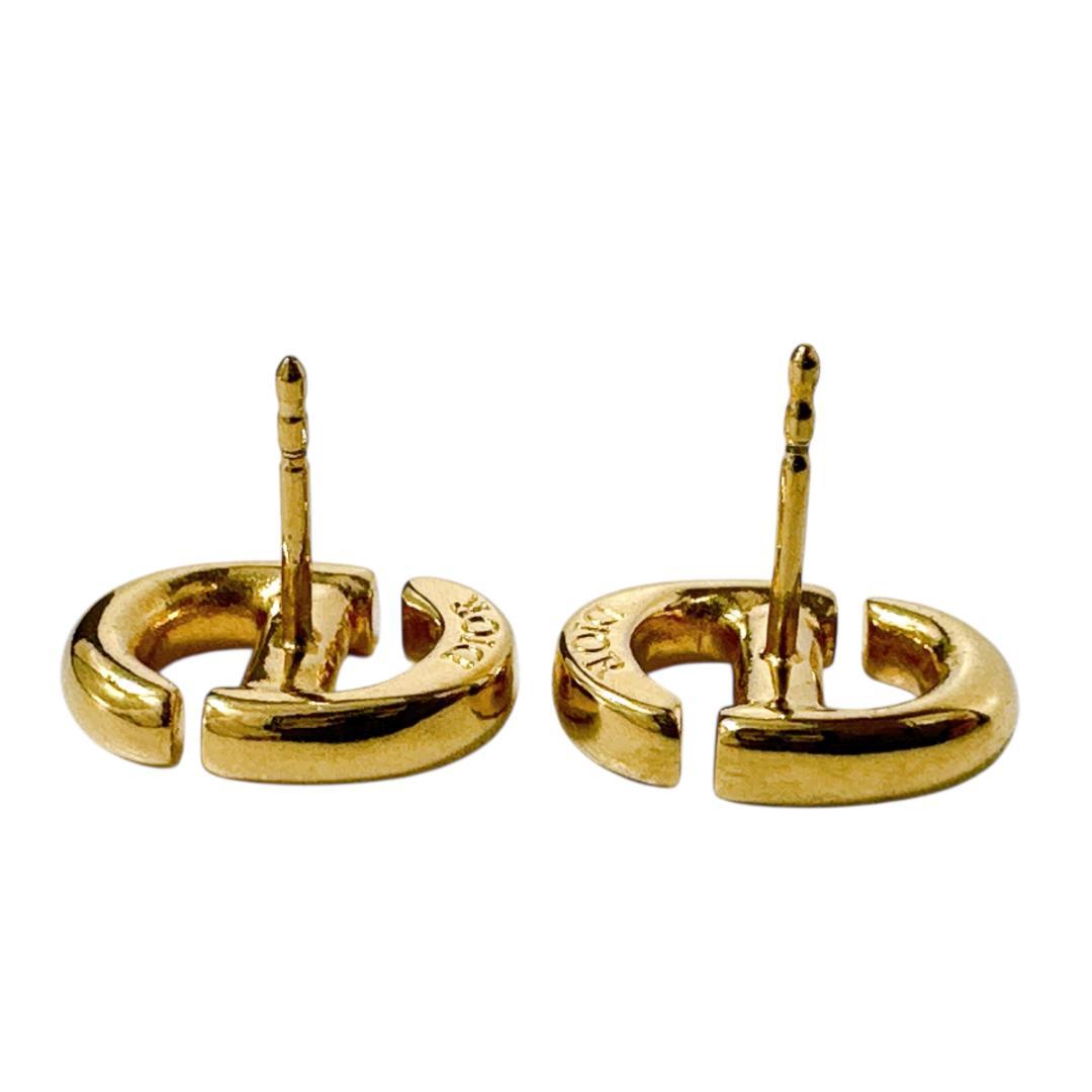 クリスチャンディオール DIOR CD Navy スタッドピアス ゴールド