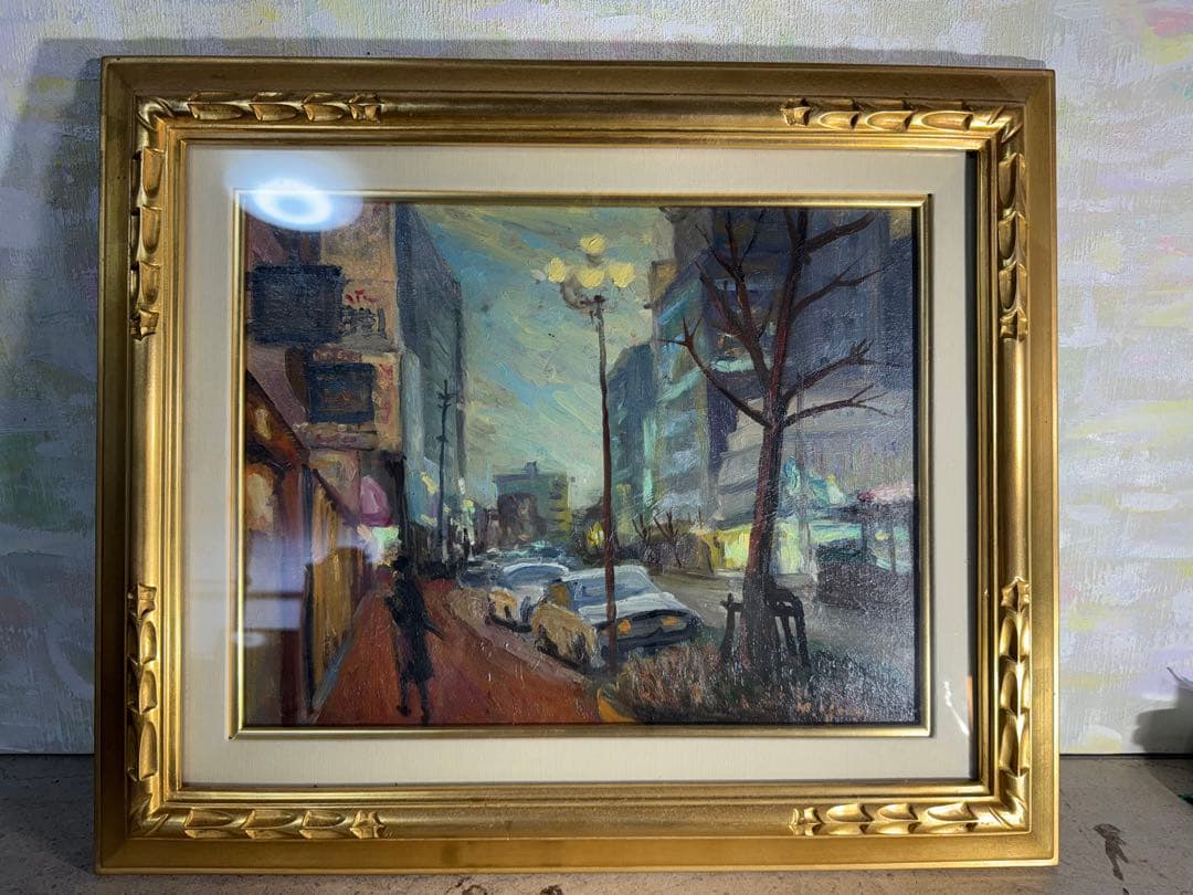 油彩画 街の風景 M.