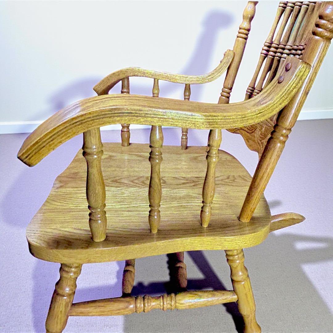 ✨超美品✨ ヴィンテージ 台湾製 ロッキングチェア オーク無垢 彫刻入り