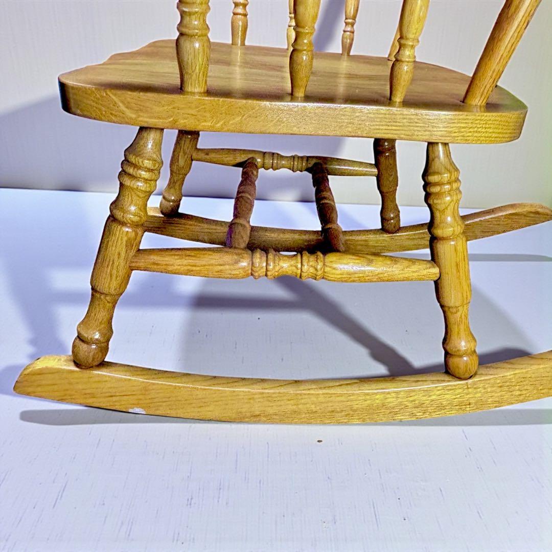 ✨超美品✨ ヴィンテージ 台湾製 ロッキングチェア オーク無垢 彫刻入り