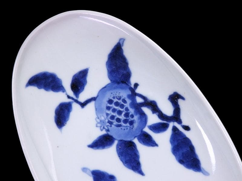 古伊万里　石榴に桜の図　舟形変形皿　AS-CVx