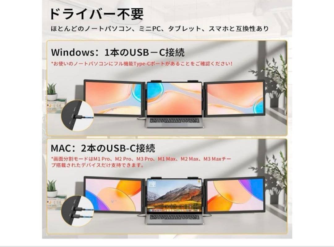 折りたたみ式モバイルモニター　デュアルディスプレイ　14インチ