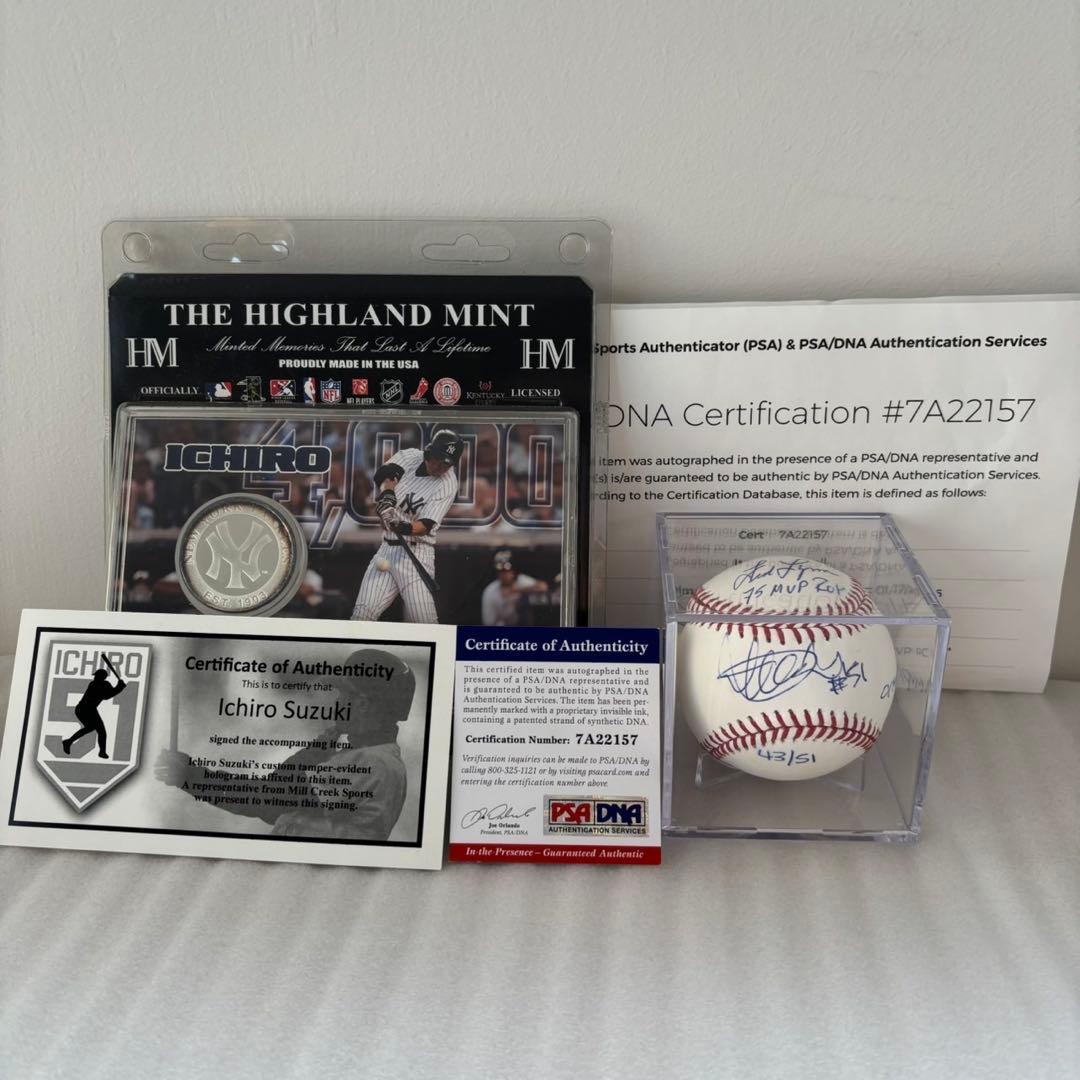 【希少】イチロー＆フレッドリン MLB史上 新人王＆MVP同時受賞者 直筆サイン