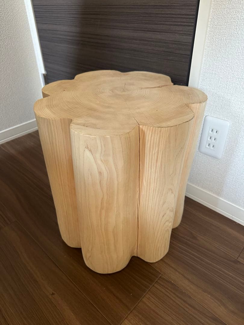 檜　ひのき　フリル　お花　丸太　切り株　スツール 花台　フラワー