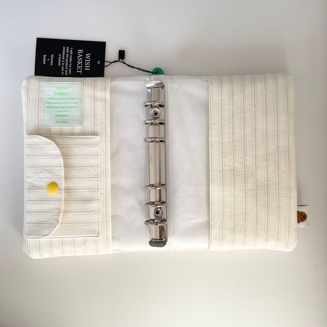 早い者勝ち　韓国　バインダー　カバー　貯金　現金管理　黄色　ストライプ